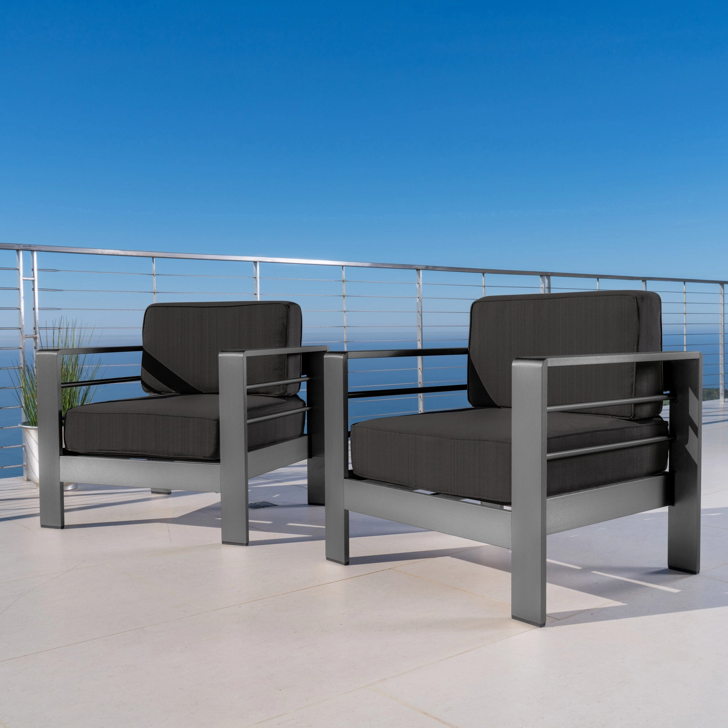 Outdoor Gray Aluminum Club Chairs with Water Resistant Cushions - NH597103 chandelier, pendant light