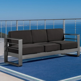 Outdoor Gray Aluminum Sofa Couch with Water Resistant Cushions - NH697103 stair tread rug, stair mat