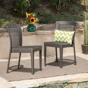 Outdoor Gray Wicker Stackable Dining Chairs - NH394403 chandelier, pendant light