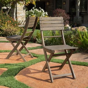 Outdoor Grey Finish Acacia Wood Foldable Dining Chairs (Set of 2) - NH418992 chandelier, pendant light