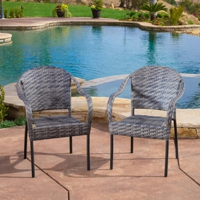 Outdoor Grey Wicker Chair (Set of 2) - NH904432 chandelier, pendant light