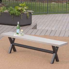 Outdoor Light Gray Finished Light-Weight Concrete Dining Bench - NH483303 stair tread rug, stair mat