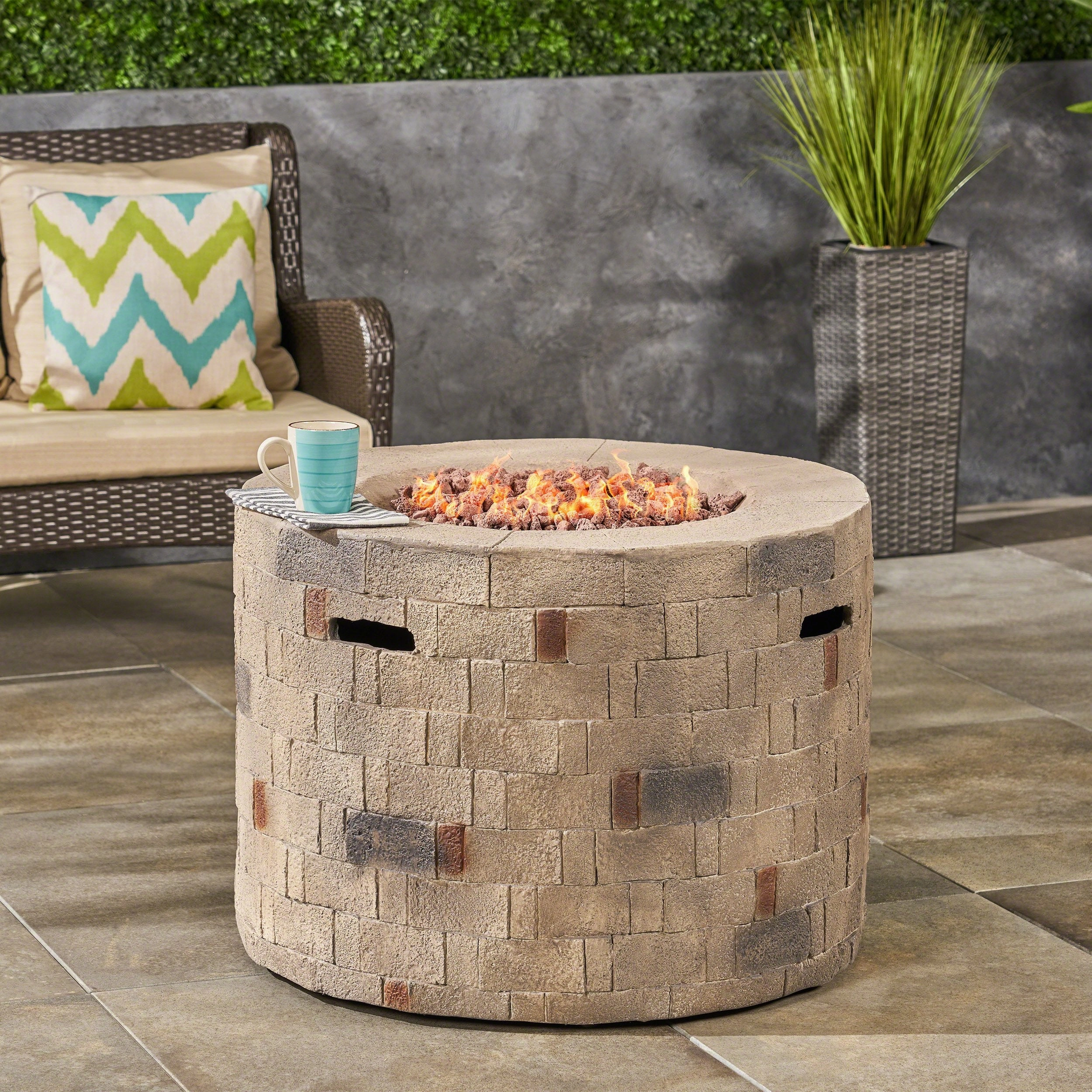Outdoor Lightweight Concrete Circular Fire Pit - NH365603 floor chair, tatami chair