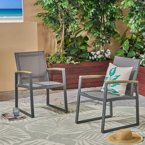 Outdoor Mesh Dining Chairs with Aluminum Frame (Set of 2), Gray - NH532503 chandelier, pendant light