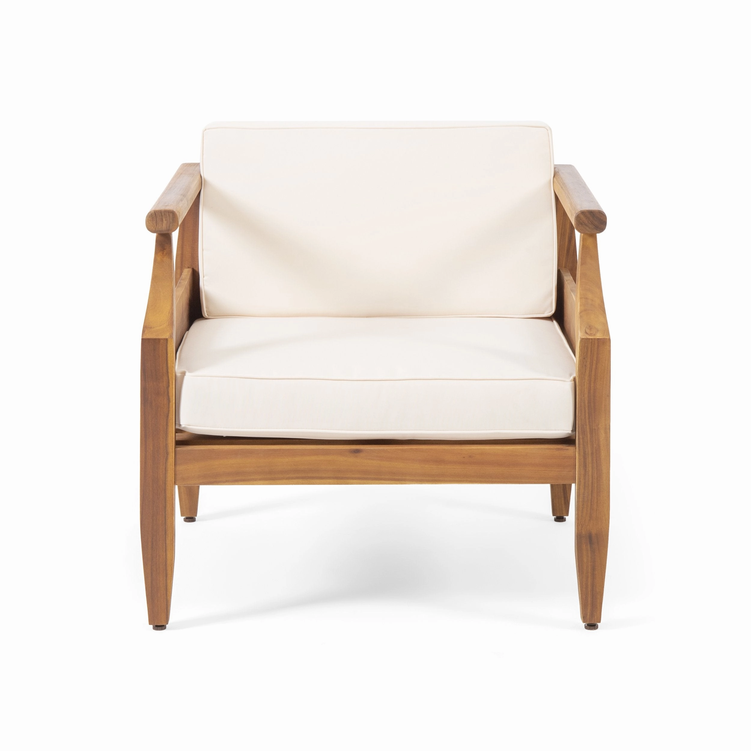 Outdoor Mid-Century Modern Acacia Wood Club Chair With Cushion - NH751213