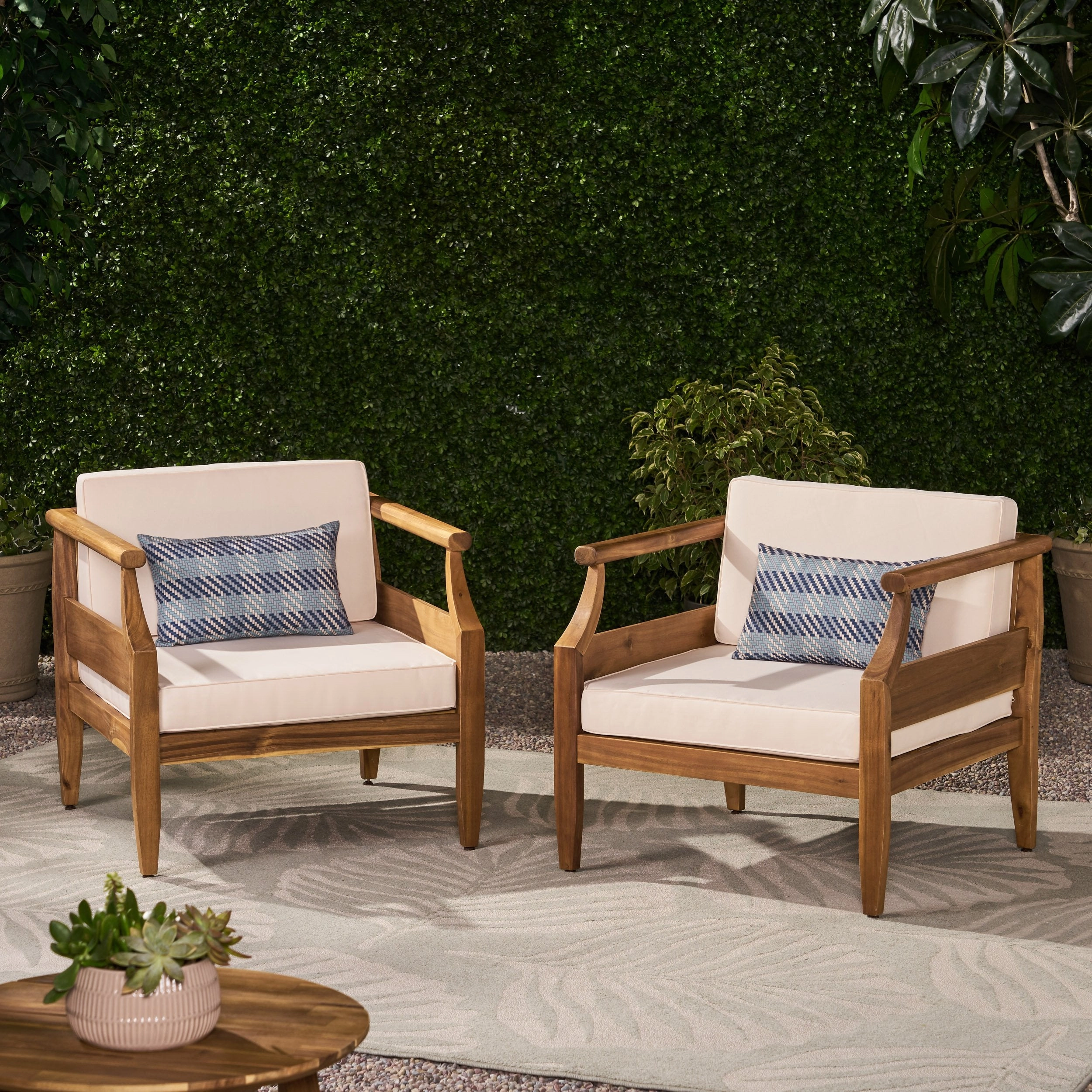 Outdoor Mid-Century Modern Acacia Wood Club Chair With Cushion - NH751213 chandelier, pendant light