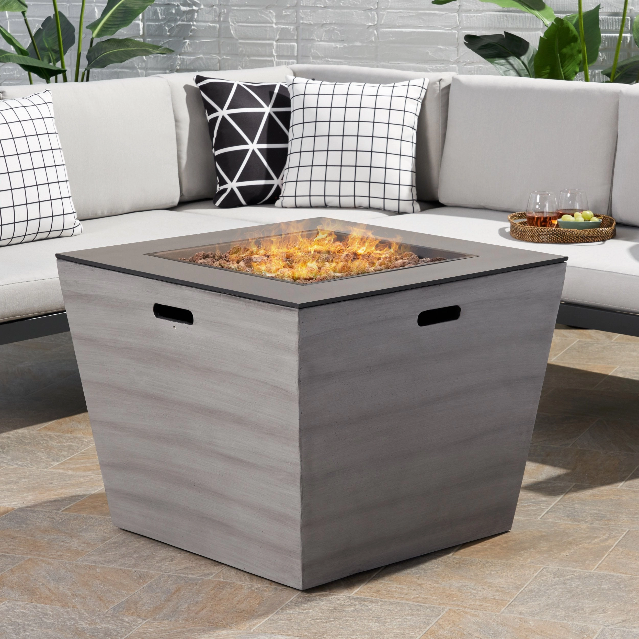 Outdoor Modern 30-Inch Square Fire Pit - NH934113 floor chair, tatami chair