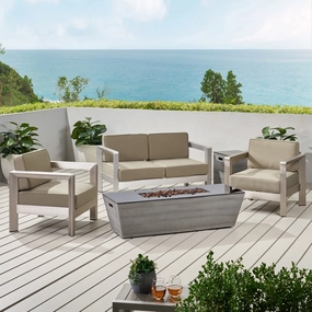 Outdoor Modern 4 Seater Aluminum Chat Set with Fire Pit and Tank Holder - NH264113 clothes rack, garment rack