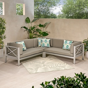 Outdoor Modern 5 Seater V-Shaped Sectional Sofa Set - NH207113 cushion cover, soft furnishing