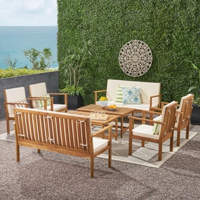 Outdoor Modern Acacia Wood 8 Seater Chat Set with Cushions - NH793113 clothes rack, garment rack