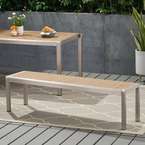 Outdoor Modern Aluminum Dining Bench with Faux Wood Seat - NH159013 stair tread rug, stair mat