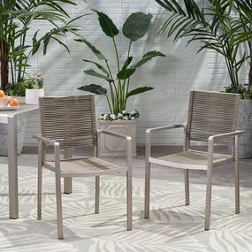 Outdoor Modern Aluminum Dining Chair with Rope Seat (Set of 2) - NH638013 chandelier, pendant light