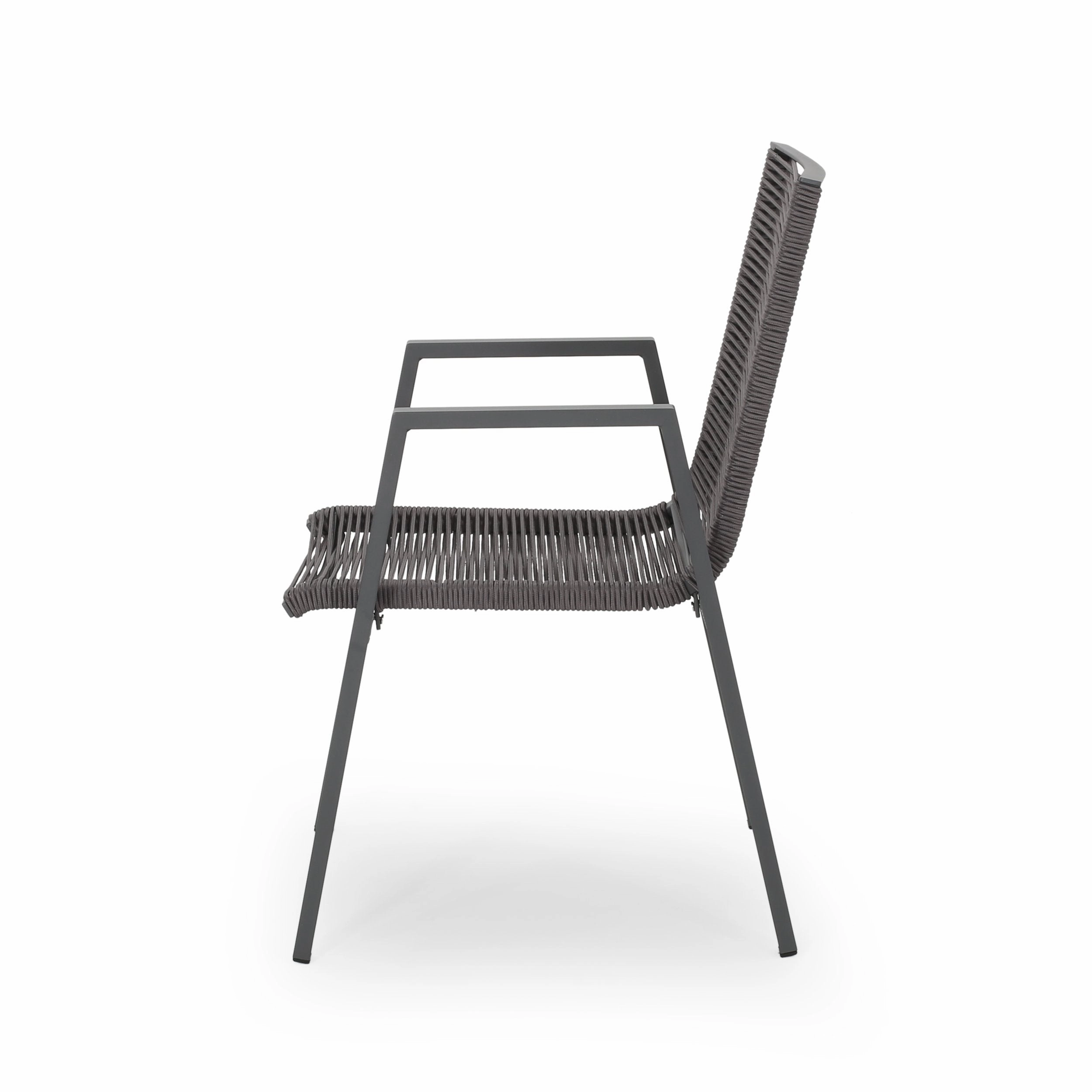 Outdoor Modern Aluminum Dining Chair with Rope Seat (Set of 2) - NH848013