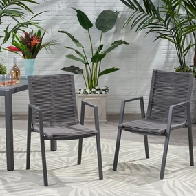 Outdoor Modern Aluminum Dining Chair with Rope Seat (Set of 2) - NH848013 chandelier, pendant light