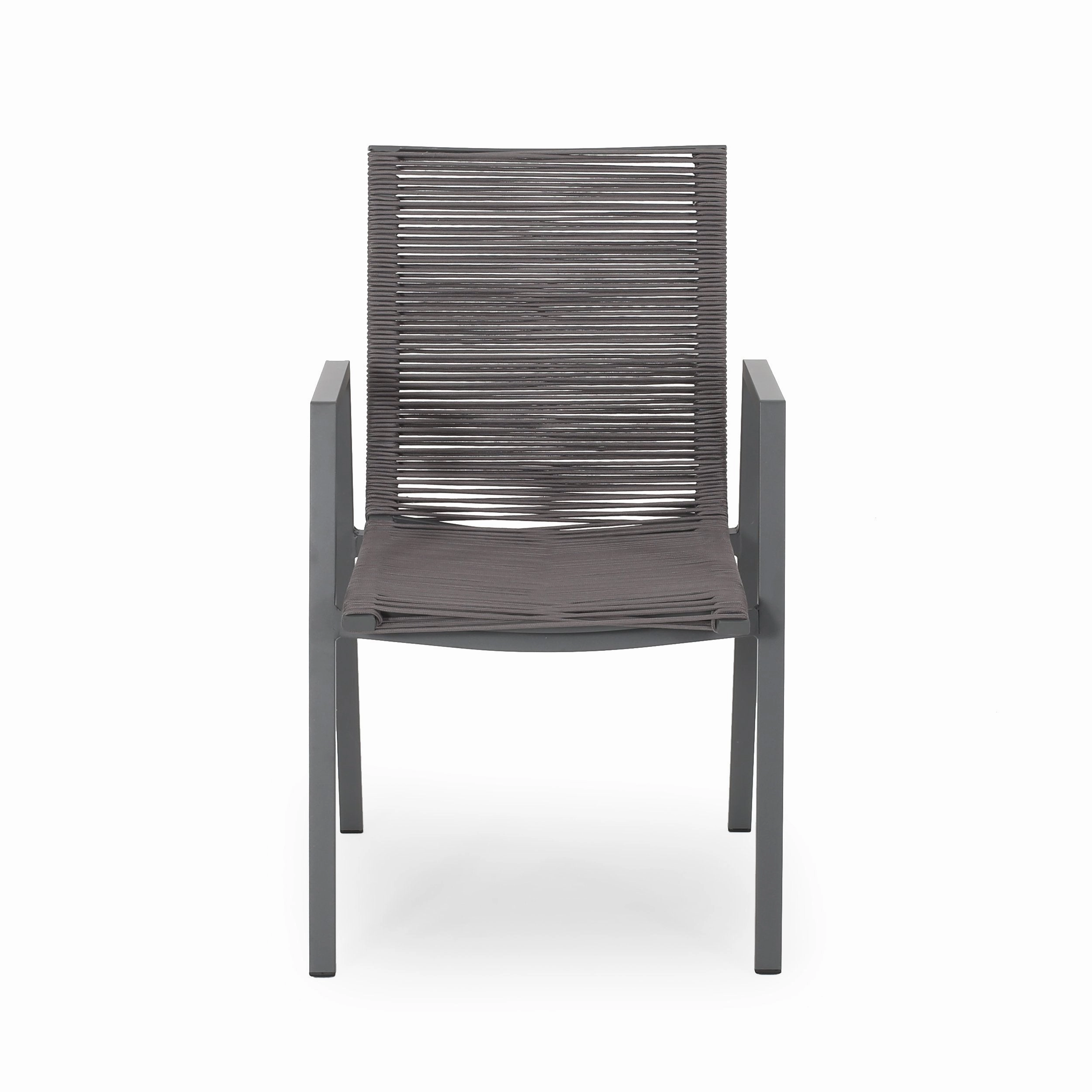 Outdoor Modern Aluminum Dining Chair with Rope Seat (Set of 2) - NH848013