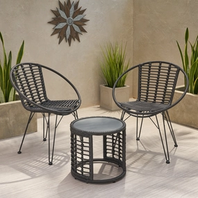 Outdoor Modern Boho 2 Seater Wicker Chat Set with Side Table - NH444013 clothes rack, garment rack