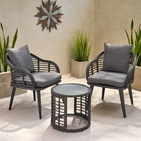 Outdoor Modern Boho 2 Seater Wicker Chat Set with Side Table - NH644013 clothes rack, garment rack