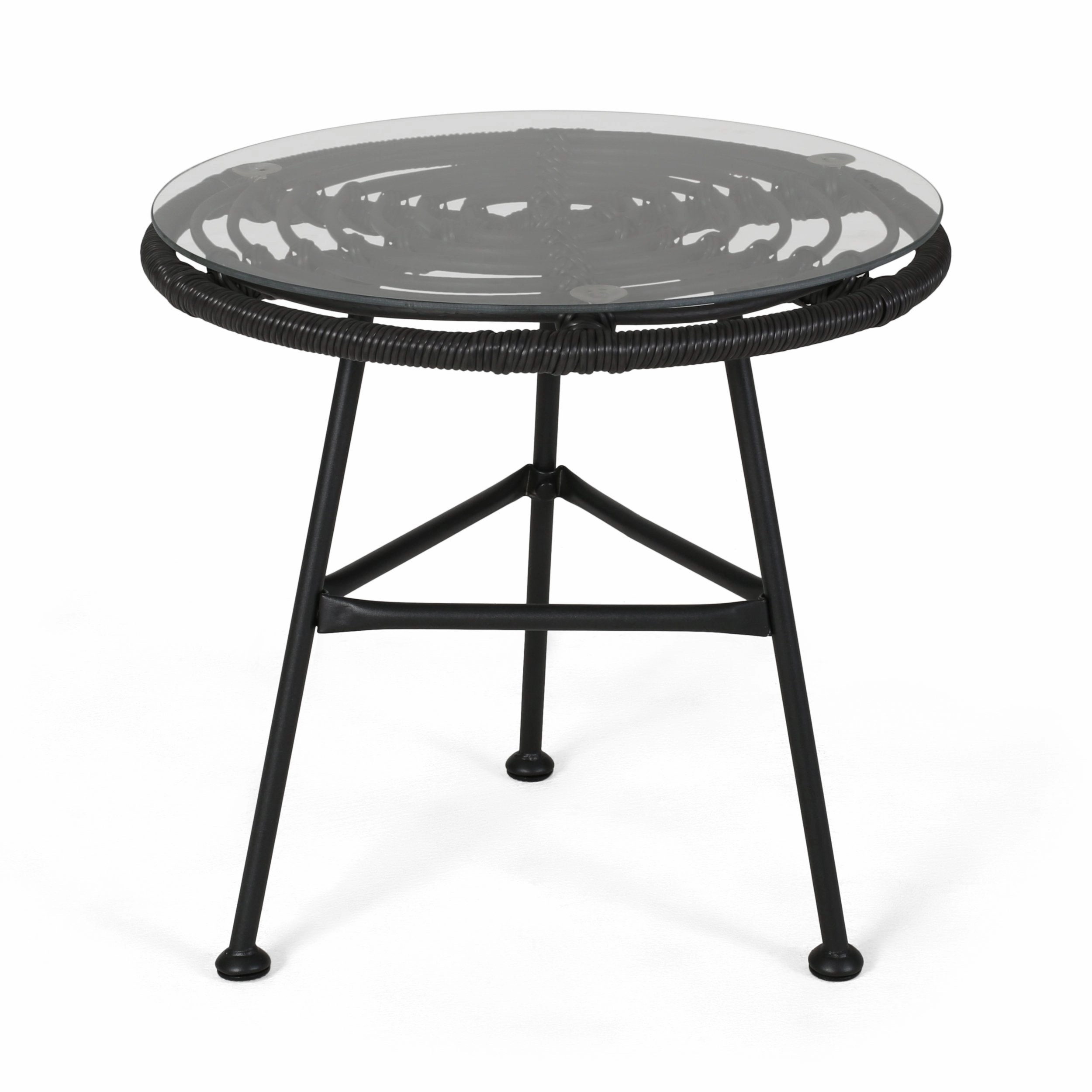 Outdoor Modern Boho 2 Seater Wicker Chat Set with Side Table - NH780013