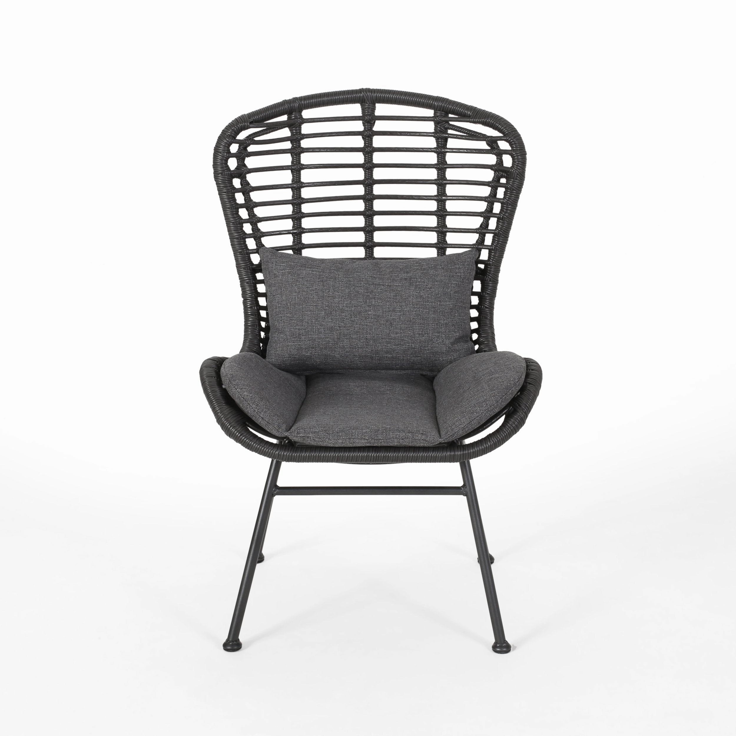 Outdoor Modern Boho 2 Seater Wicker Chat Set with Side Table - NH844013