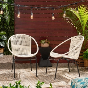Outdoor Modern Faux Rattan Club Chair (Set of 2) - NH860113 chandelier, pendant light