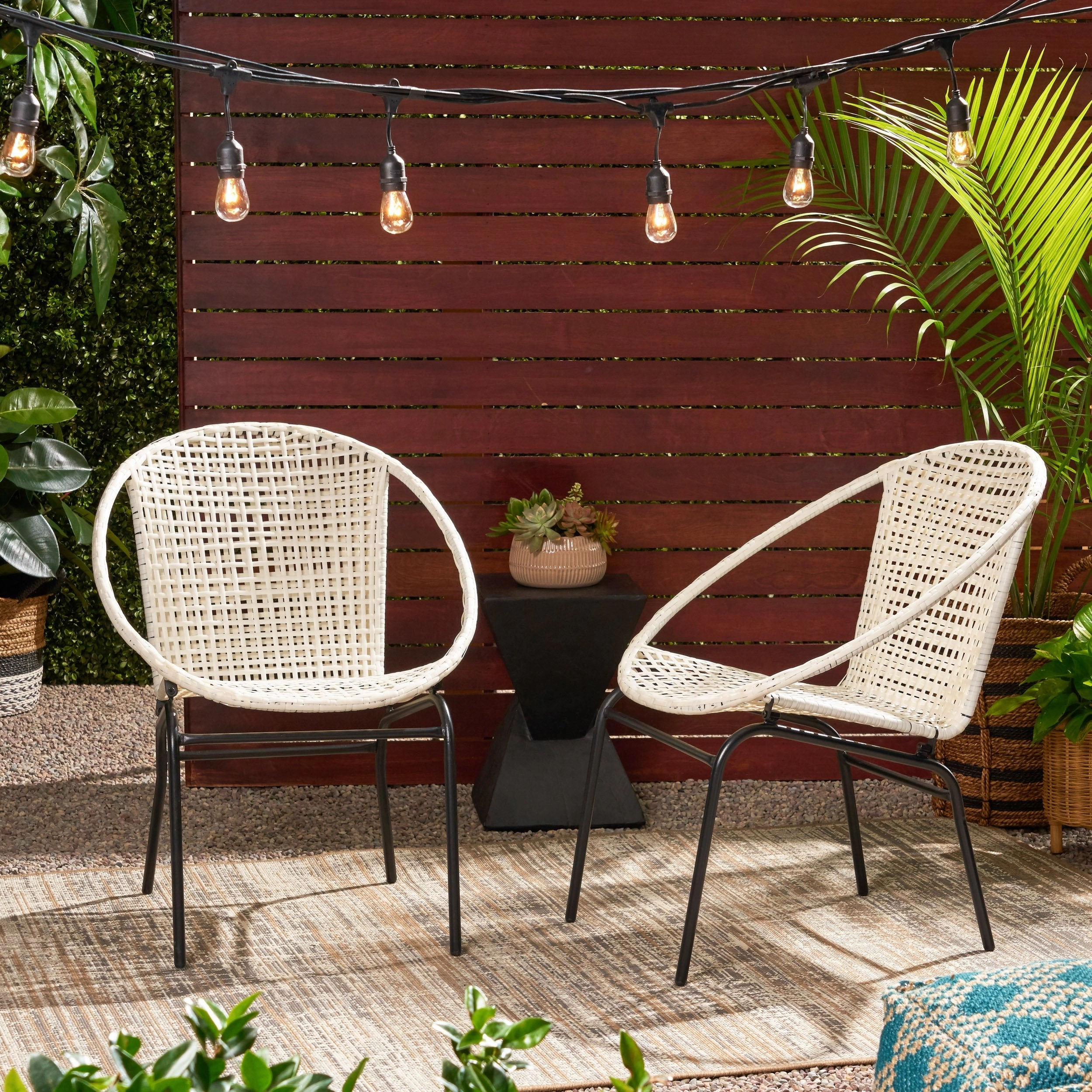Outdoor Modern Faux Rattan Club Chair (Set of 2) - NH860113 chandelier, pendant light