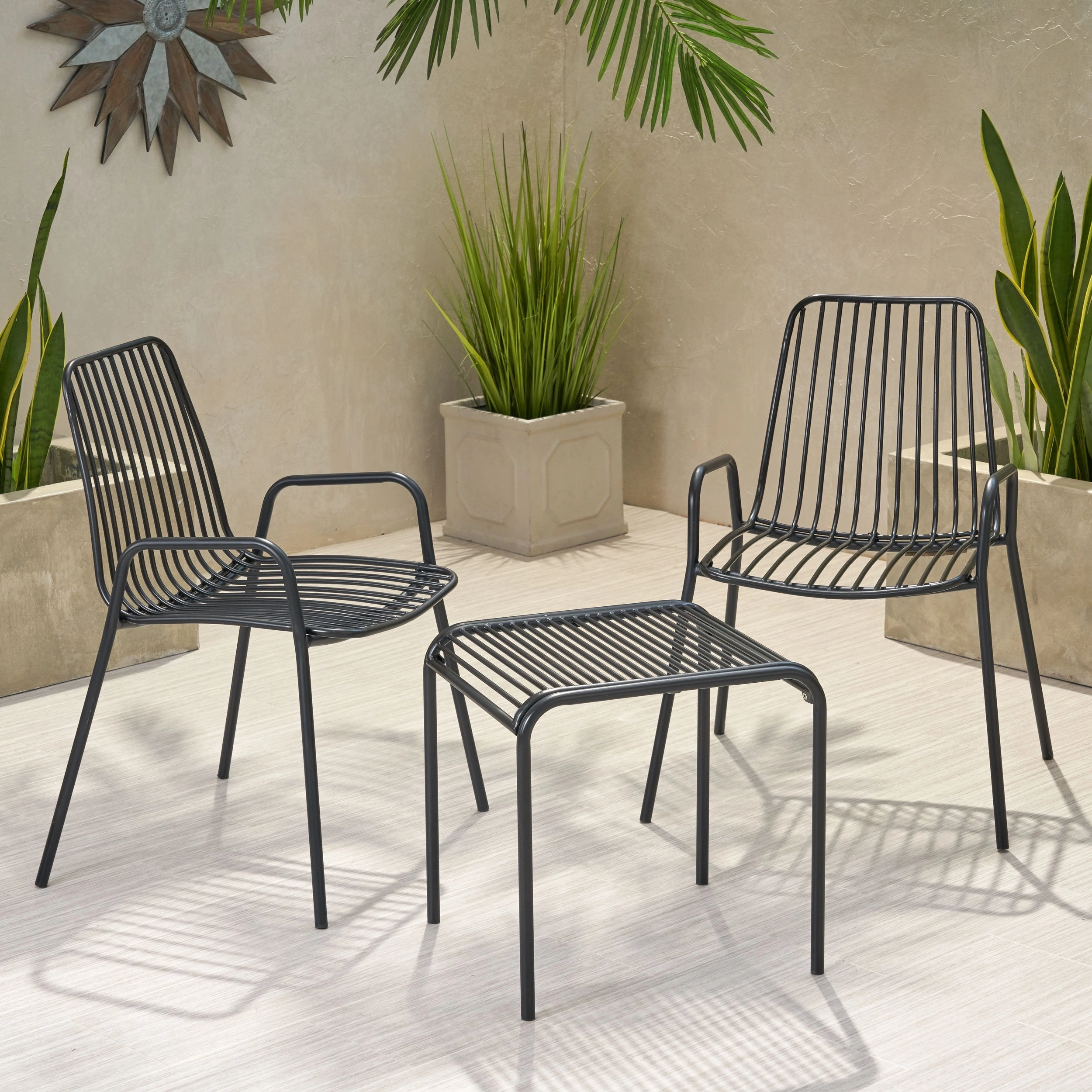 Outdoor Modern Iron 2 Seater Chat Set - NH837013