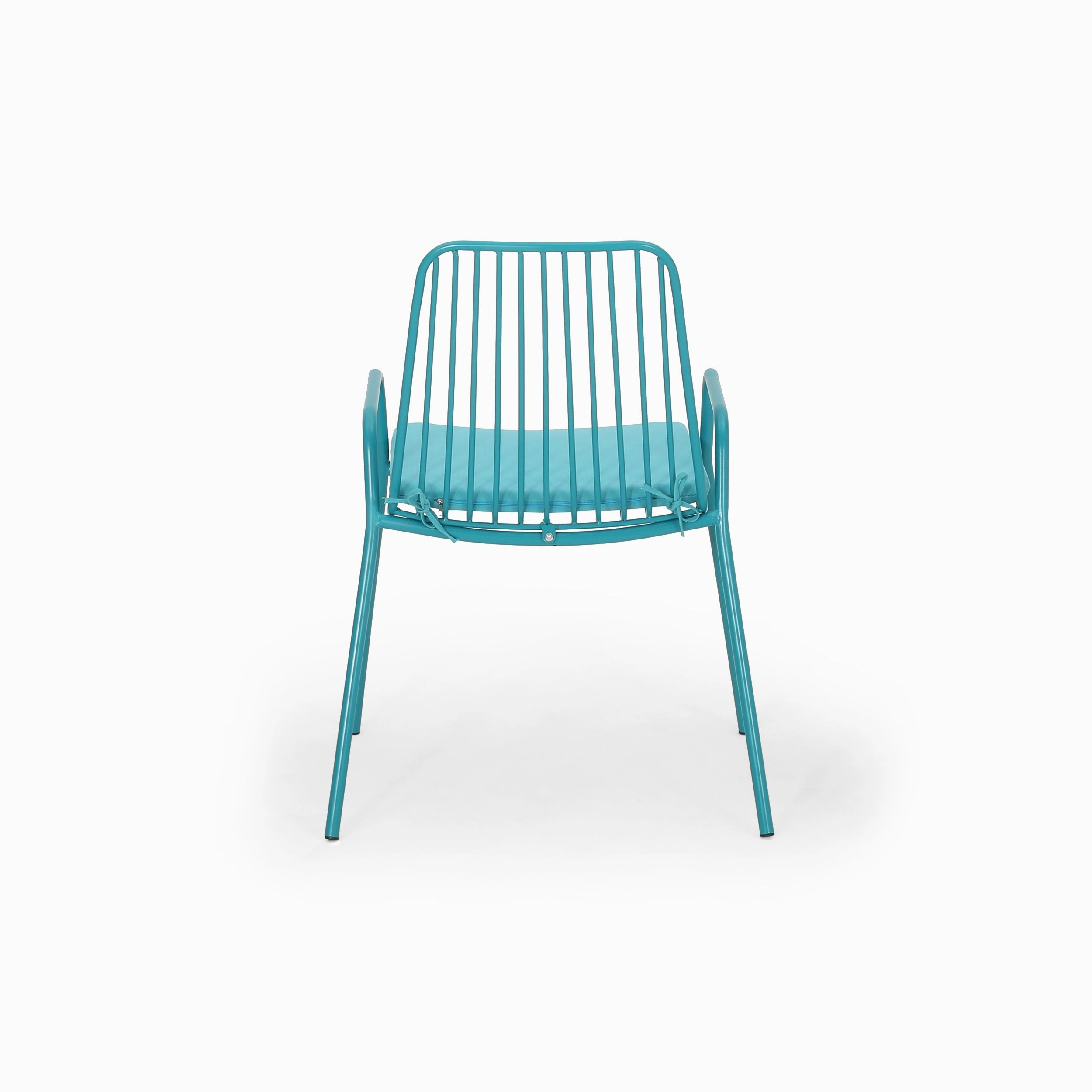 Outdoor Modern Iron Club Chair with Cushion (Set of 2) - NH237013