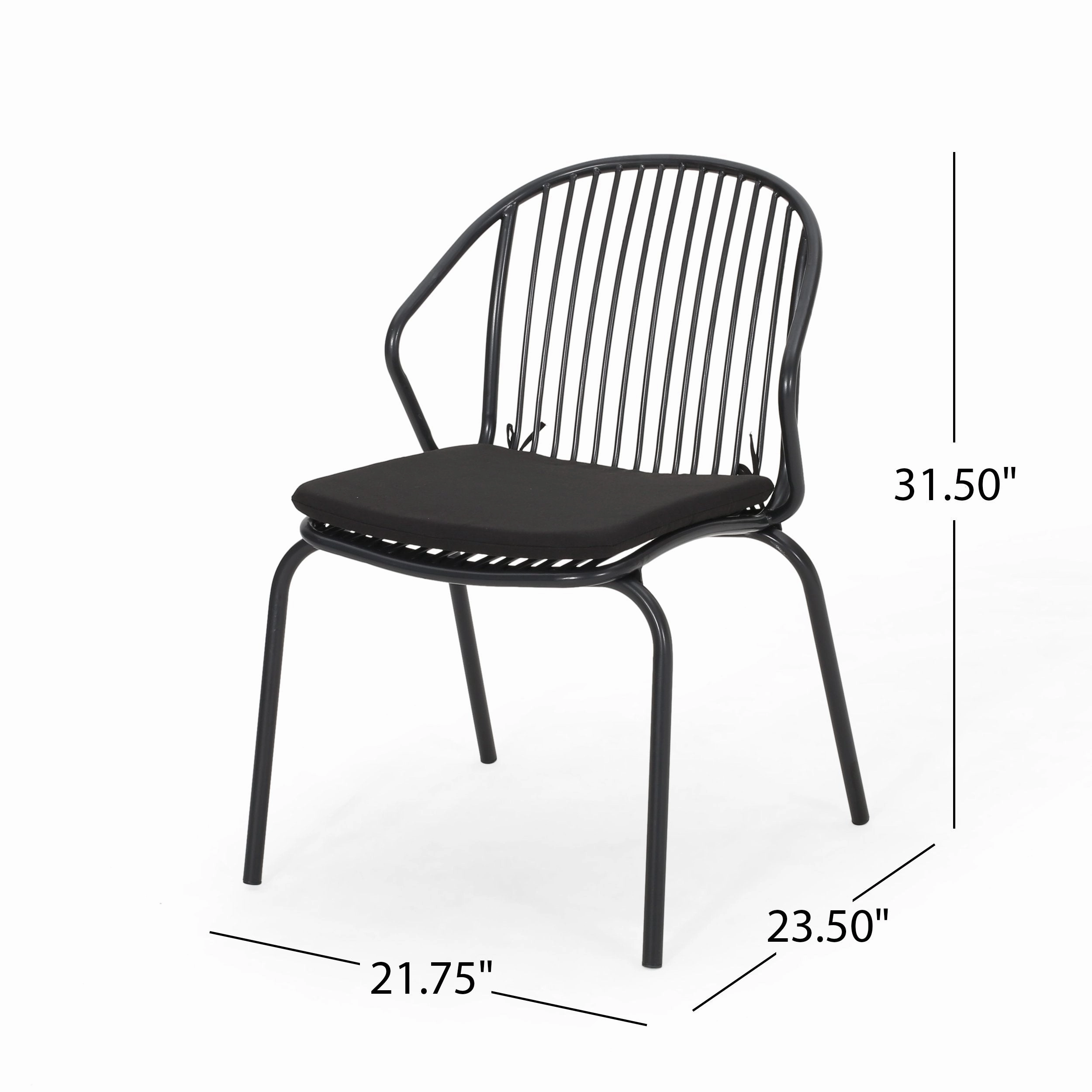 Outdoor Modern Iron Club Chair with Cushion (Set of 2) - NH717013