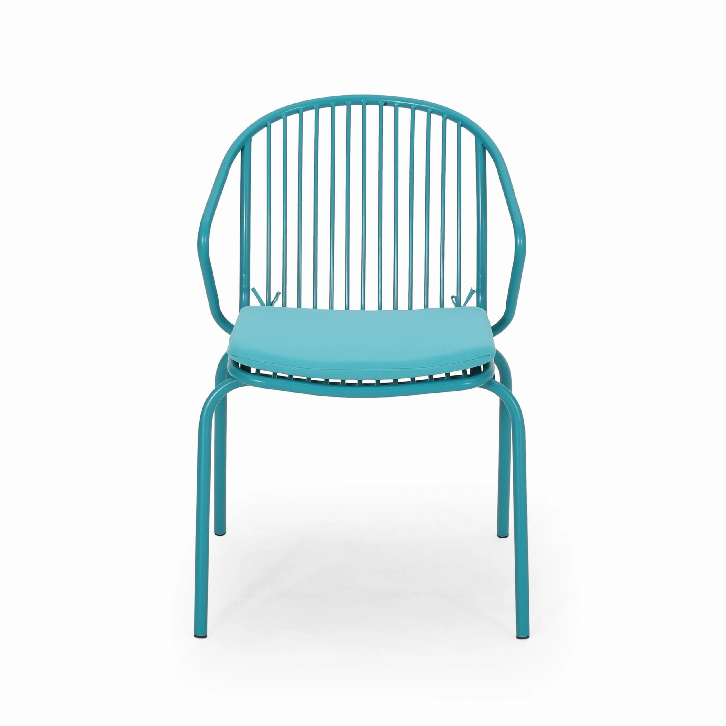 Outdoor Modern Iron Club Chair with Cushion (Set of 2) - NH717013
