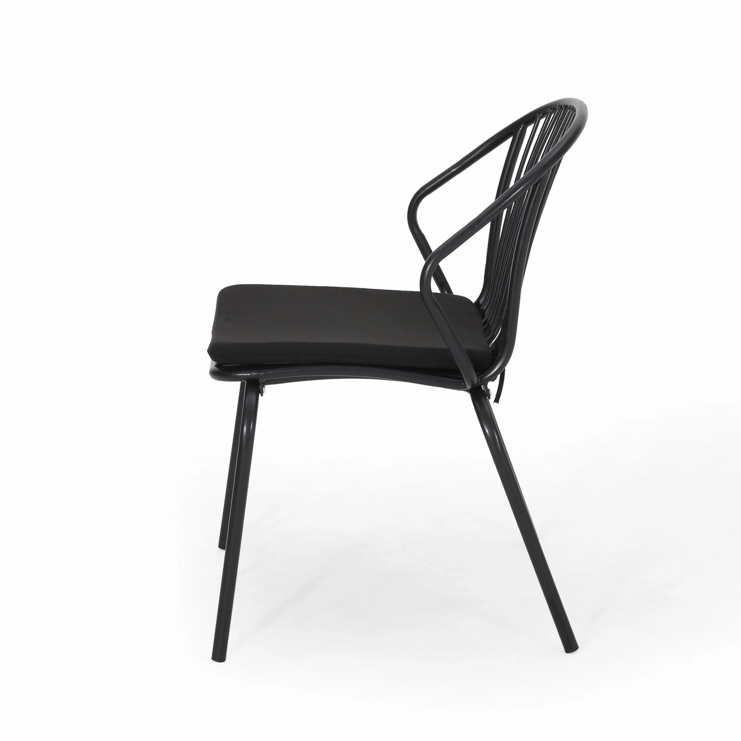 Outdoor Modern Iron Club Chair with Cushion (Set of 2) - NH717013