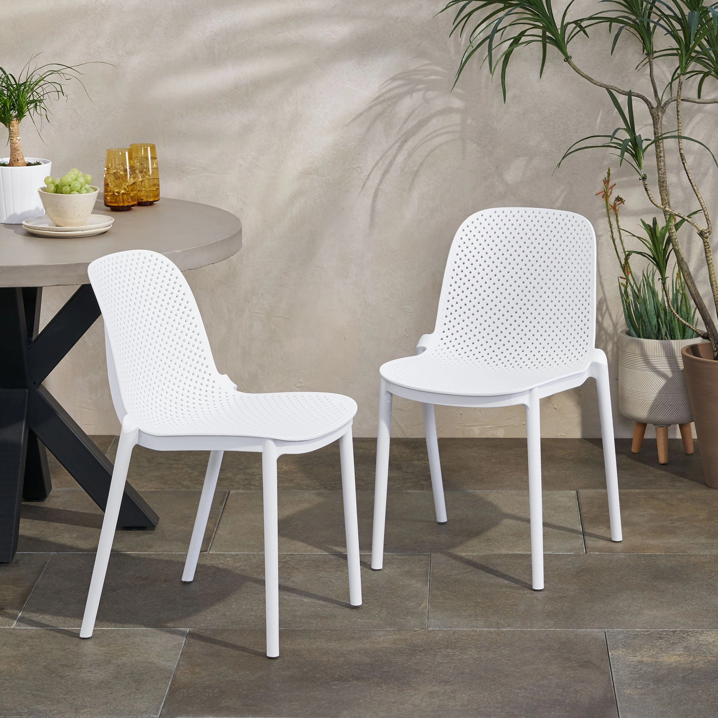 Outdoor Modern Stacking Dining Chair (Set of 2) - NH342213 chandelier, pendant light
