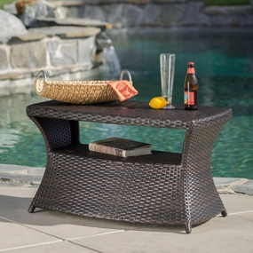 Outdoor Modern Wicker Shelf Side Table with Umbrella Hole - NH003003 coffee table, accent table