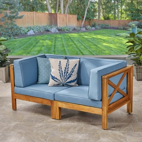 Outdoor Modular Acacia Wood Loveseat with Cushions - NH486603 serving bowl, serving dish