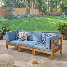 Outdoor Modular Acacia Wood Sofa with Cushions - NH196603 stair tread rug, stair mat
