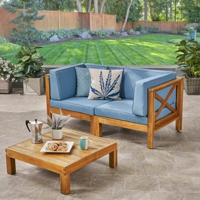 Outdoor Modular Acacia Wood Sofa with Cushions and Coffee Table Set - NH296603 serving bowl, serving dish