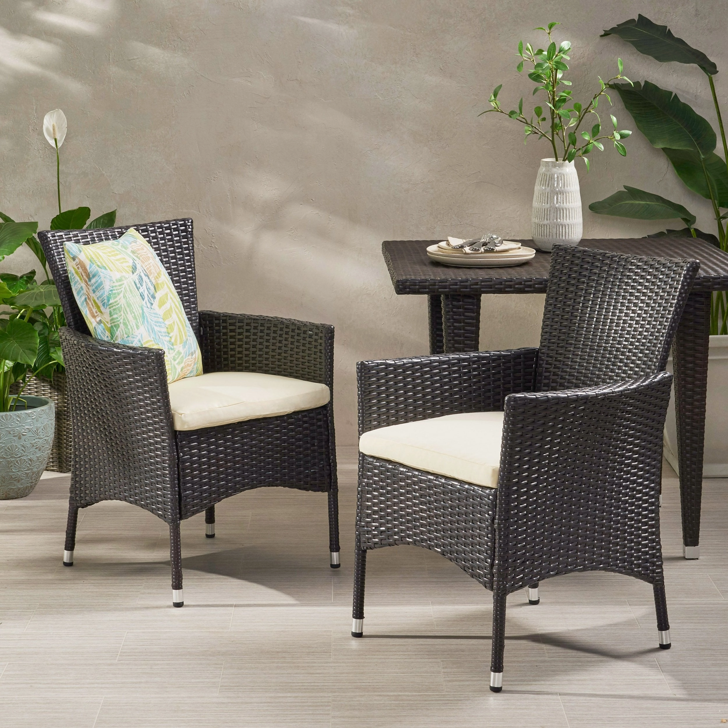 Outdoor Multibrown PE Wicker Dining Chairs (Set of 2) - NH896592 chandelier, pendant light