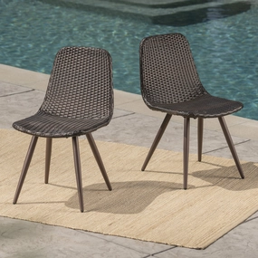 Outdoor Multibrown Wicker Dining Chairs with Dark Brown Powder Coated Legs - NH169103 chandelier, pendant light