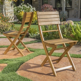 Outdoor Natural Finish Acacia Wood Foldable Dining Chairs (Set of 2) - NH518992 chandelier, pendant light