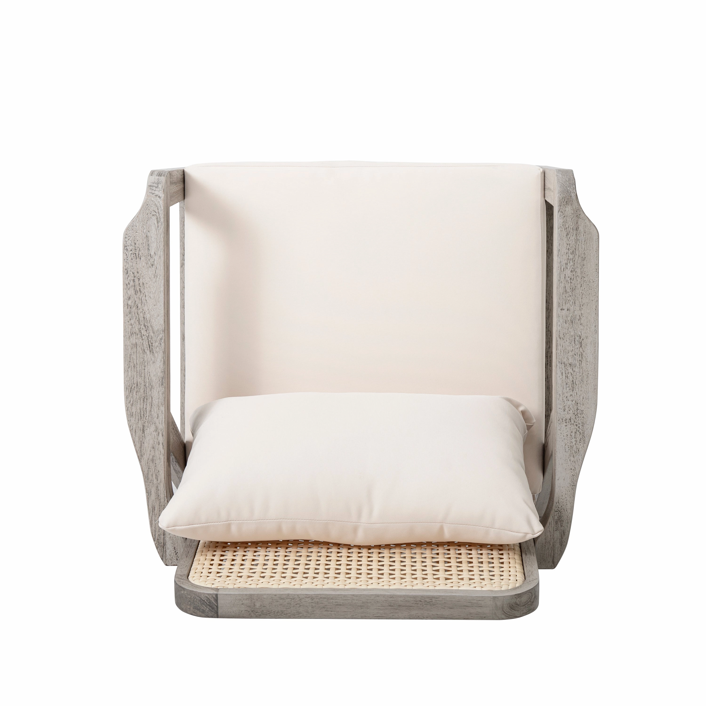 Outdoor Patio Club Chair  Solid Acacia Wood Frame with Criss-Cross Back & Water-Repellent Cushions