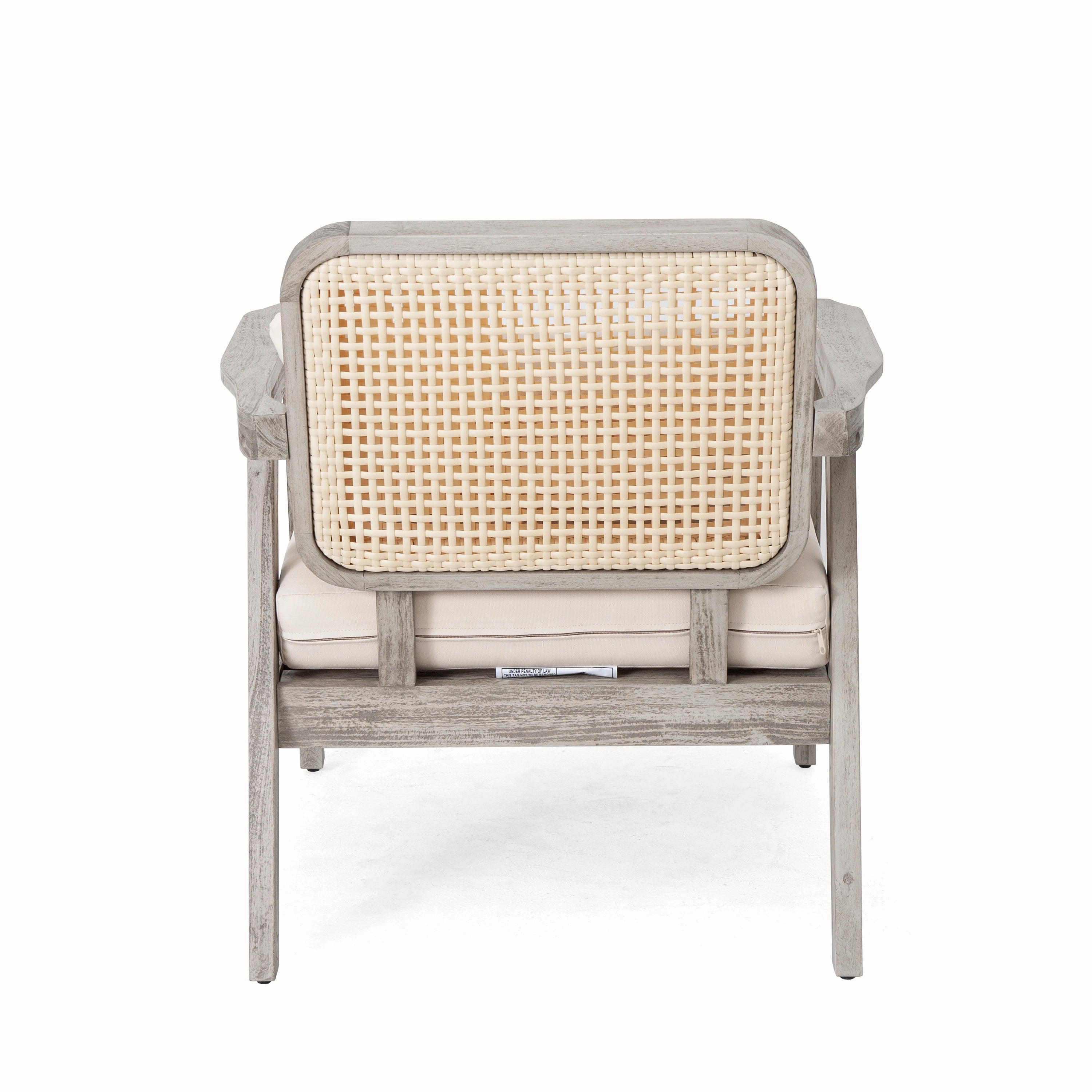Outdoor Patio Club Chair  Solid Acacia Wood Frame with Criss-Cross Back & Water-Repellent Cushions