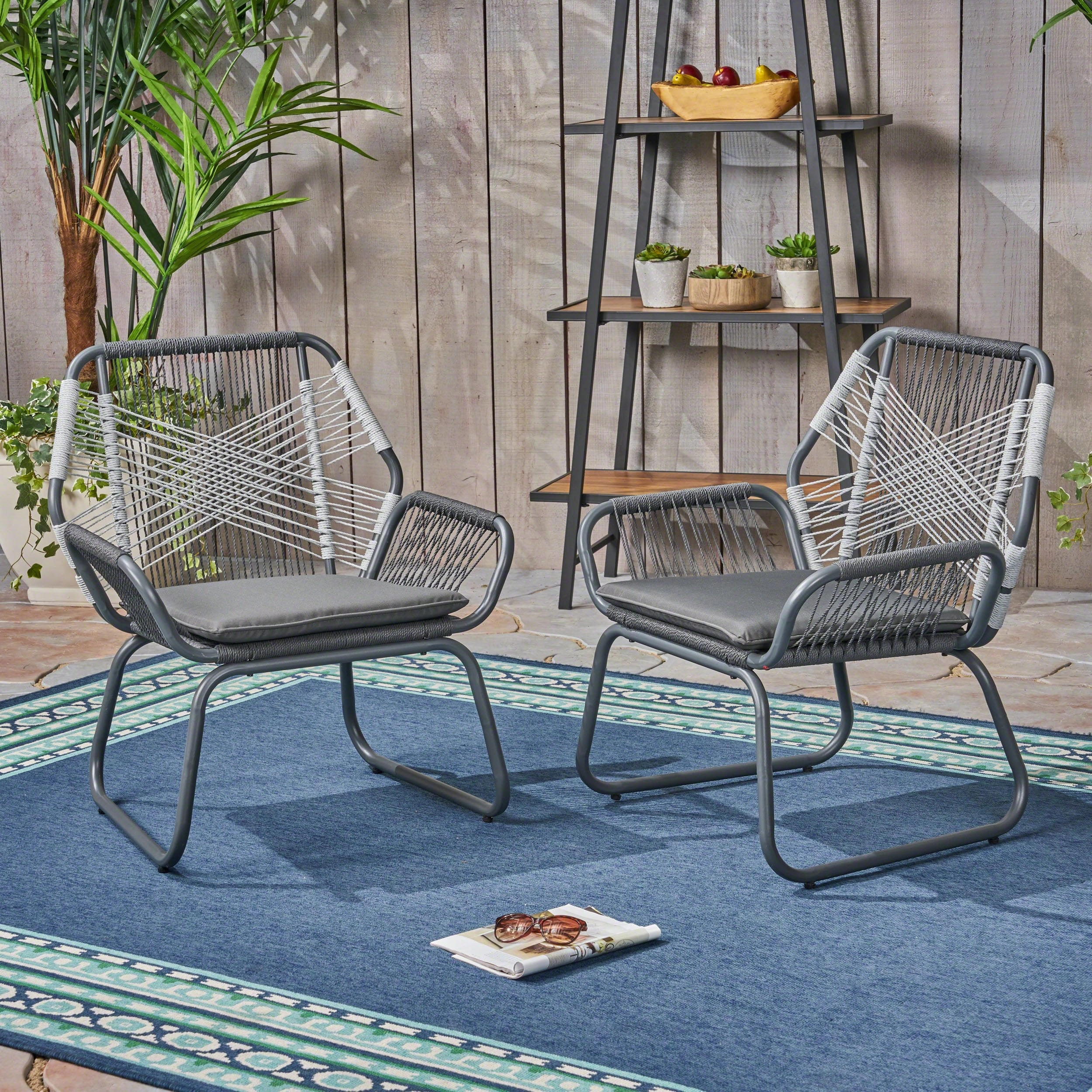 Outdoor Rope and Steel Club Chairs (Set of 2) - NH175503 chandelier, pendant light