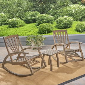 Outdoor Rustic Acacia Wood Recliner Rocking Chair with Side Table - NH549603 chandelier, pendant light