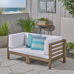 Outdoor Sectional Loveseat Set - 2-Seater - Acacia Wood - Outdoor Cushions - NH630703 serving bowl, serving dish