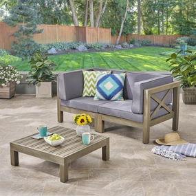 Outdoor Sectional Loveseat Set with Coffee Table  2-Seater  Acacia Wood  Water-Resistant Cushions - NH496603 serving bowl, serving dish