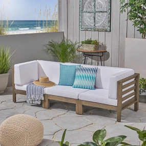 Outdoor Sectional Sofa Set - 3-Seater - Acacia Wood - Outdoor Cushions - NH340703 serving bowl, serving dish