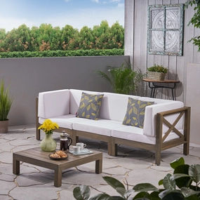 Outdoor Sectional Sofa Set with Coffee Table  3-Seater  Acacia Wood  Water-Resistant Cushions - NH407603 serving bowl, serving dish