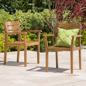 Outdoor Teak Finish Acacia Wood Dining Chairs (Set of 2) - NH815003 chandelier, pendant light