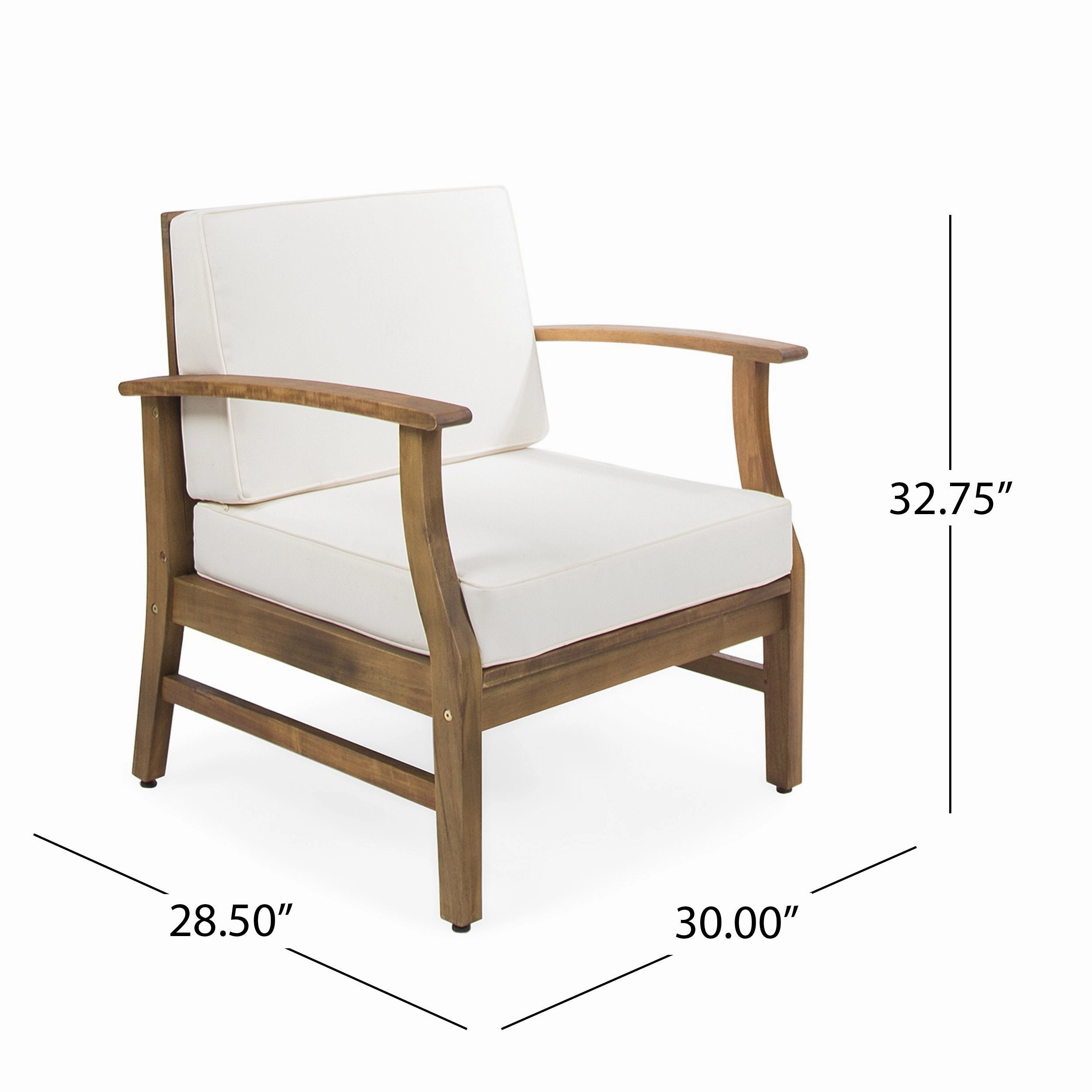 Outdoor Teak Finished Acacia Wood Club Chairs with Water Resistant Cushion - NH222203