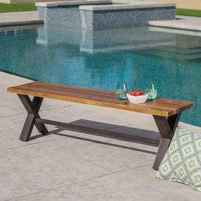 Outdoor Teak Finished Acacia Wood Dining Bench - NH987203 stair tread rug, stair mat