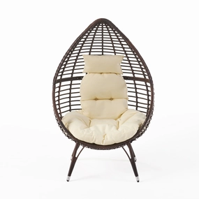 Outdoor Teardrop Wicker Lounge Chair with Water Resistant Cushion - NH489213 chandelier, pendant light